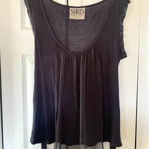Society For Rational Dress SFRD Blue Gray Silk Panel Top With Tie